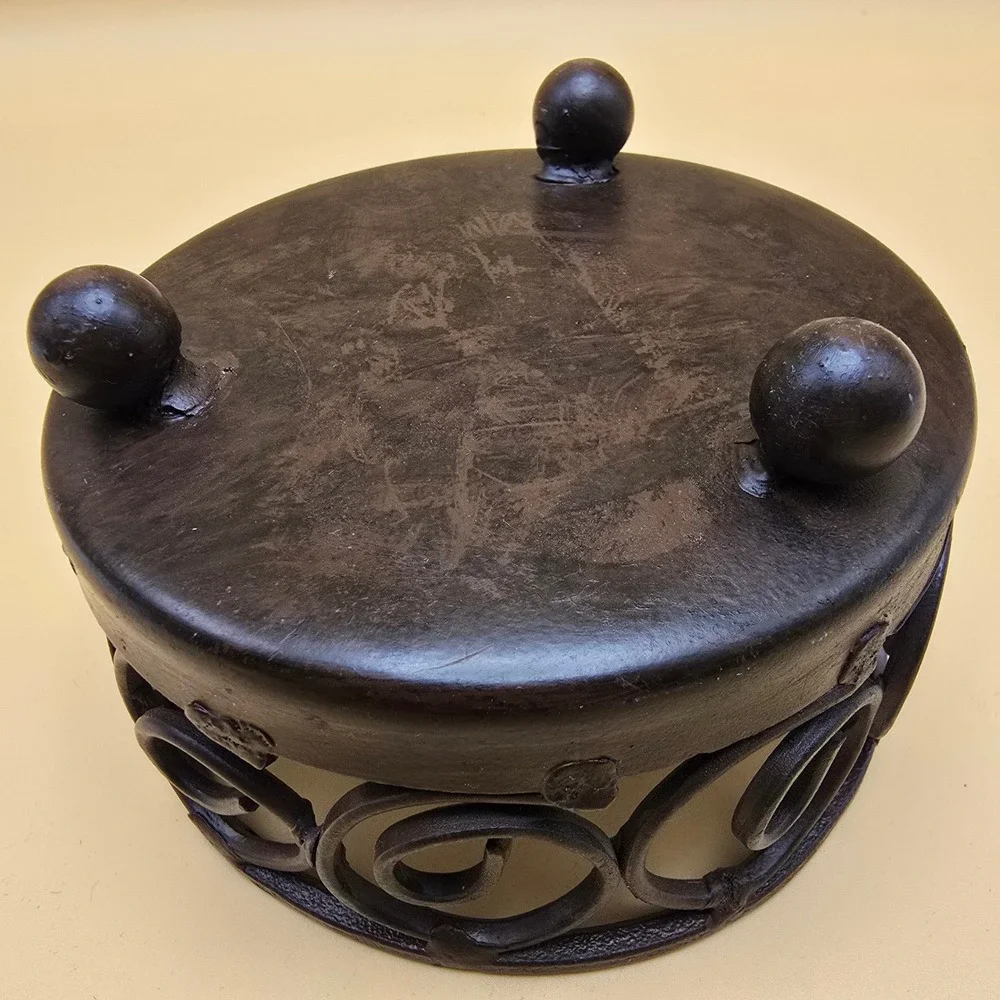 Wrought Iron Scrollwork Candle Holder Stand Ball Feet‎ Dark Bronze 4.5 Inch